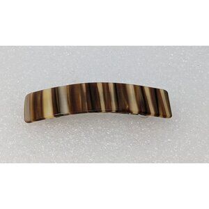 Vintage Brown Striped Hair Barrette Clip 3.75" x 1"